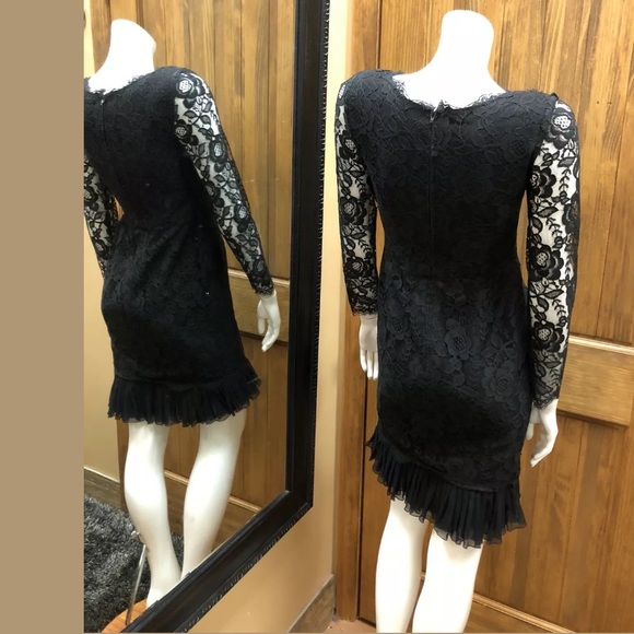 Serge & Real Black lace long sleeves dress S 2/4 - Picture 10 of 11